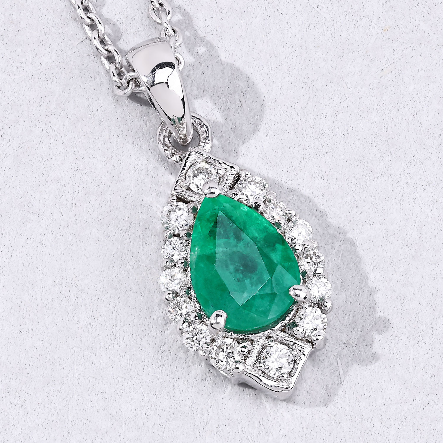 0.82 Carat Genuine Zambian Emerald and Lab Grown Diamond .925 Sterling Silver Pendant 0.82 C.T.W Sterling Silver - view 2
