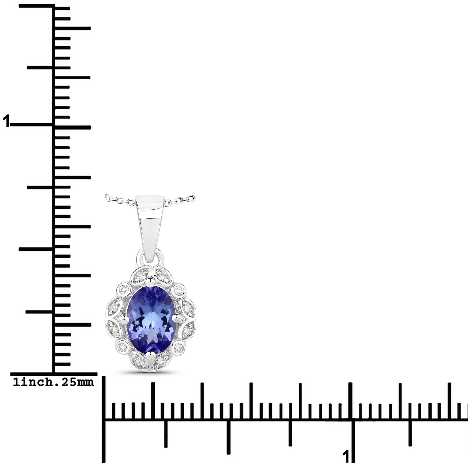 0.81 Carat Genuine Tanzanite and Lab Grown Diamond .925 Sterling Silver Pendant 0.81 C.T.W Sterling Silver - view 6