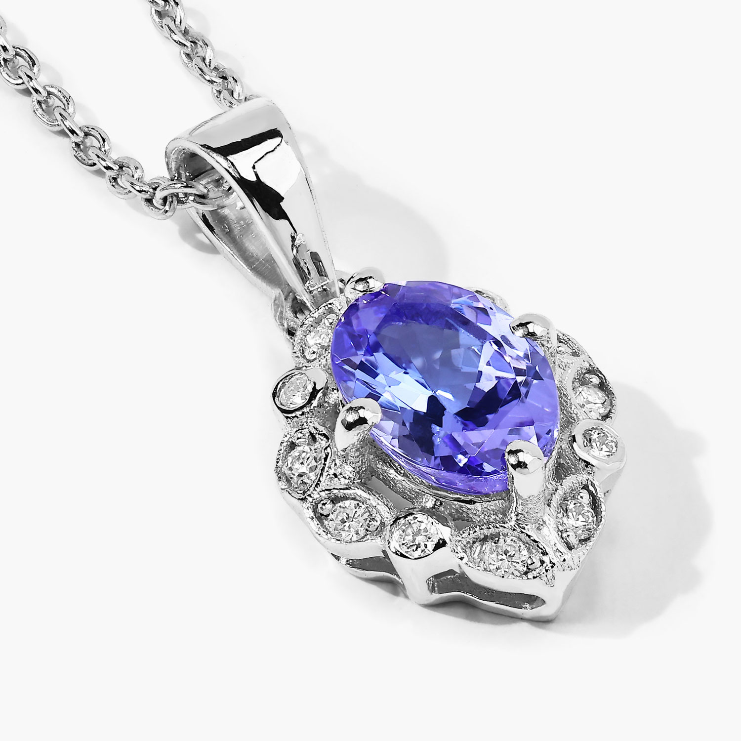 0.81 Carat Genuine Tanzanite and Lab Grown Diamond .925 Sterling Silver Pendant 0.81 C.T.W Sterling Silver - view 3