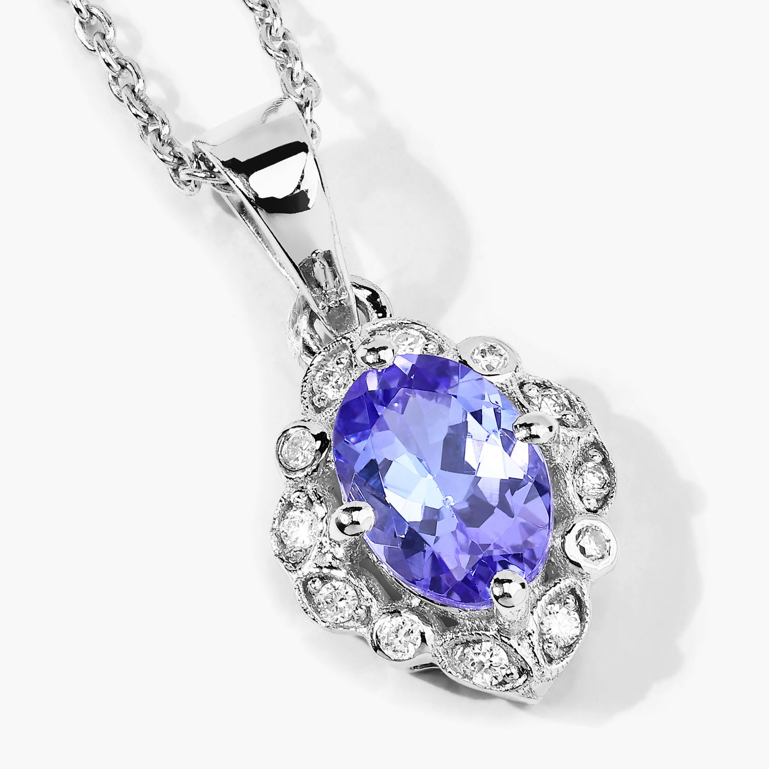 0.81 Carat Genuine Tanzanite and Lab Grown Diamond .925 Sterling Silver Pendant 0.81 C.T.W Sterling Silver - view 4