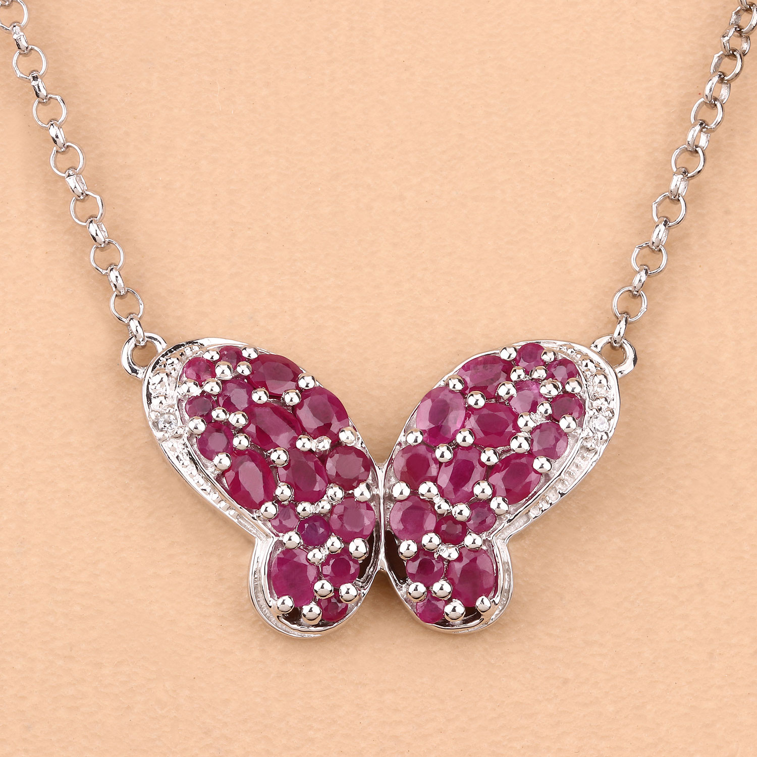 4.15 Carat Genuine Ruby and White Zircon .925 Sterling Silver Pendant 4.15 C.T.W Sterling Silver - view 6