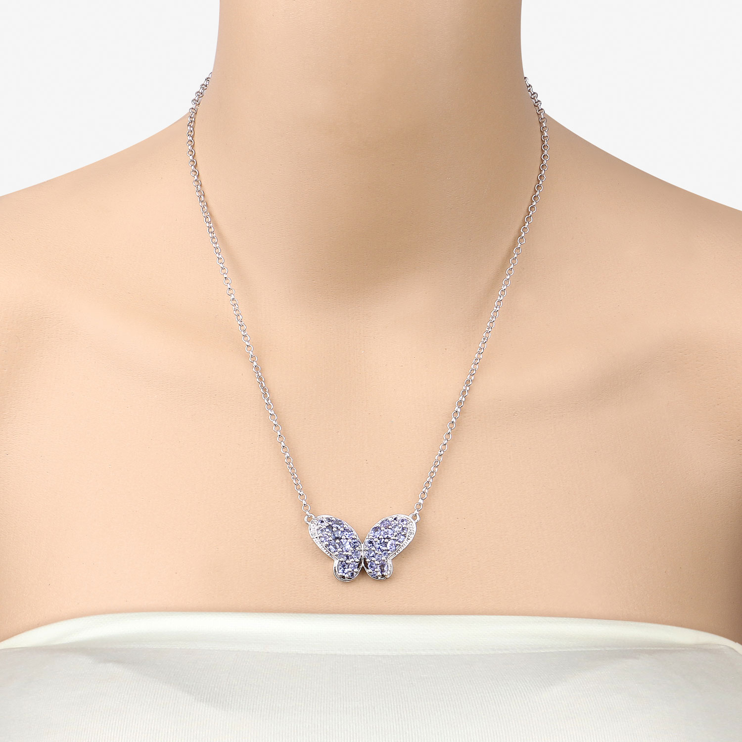 3.31 Carat Genuine Tanzanite and White Zircon .925 Sterling Silver Pendant 3.31 C.T.W Sterling Silver - view 3