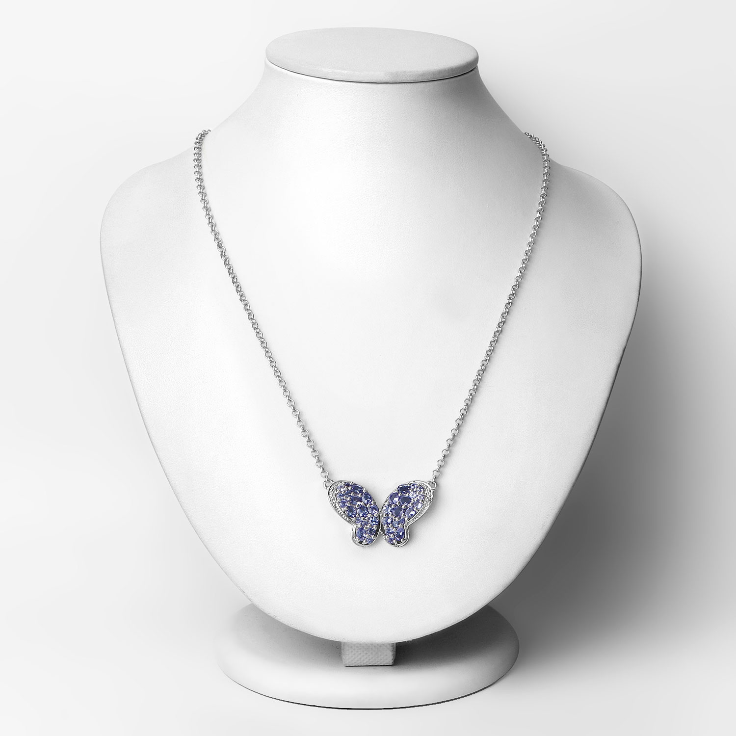 3.31 Carat Genuine Tanzanite and White Zircon .925 Sterling Silver Pendant 3.31 C.T.W Sterling Silver - view 2