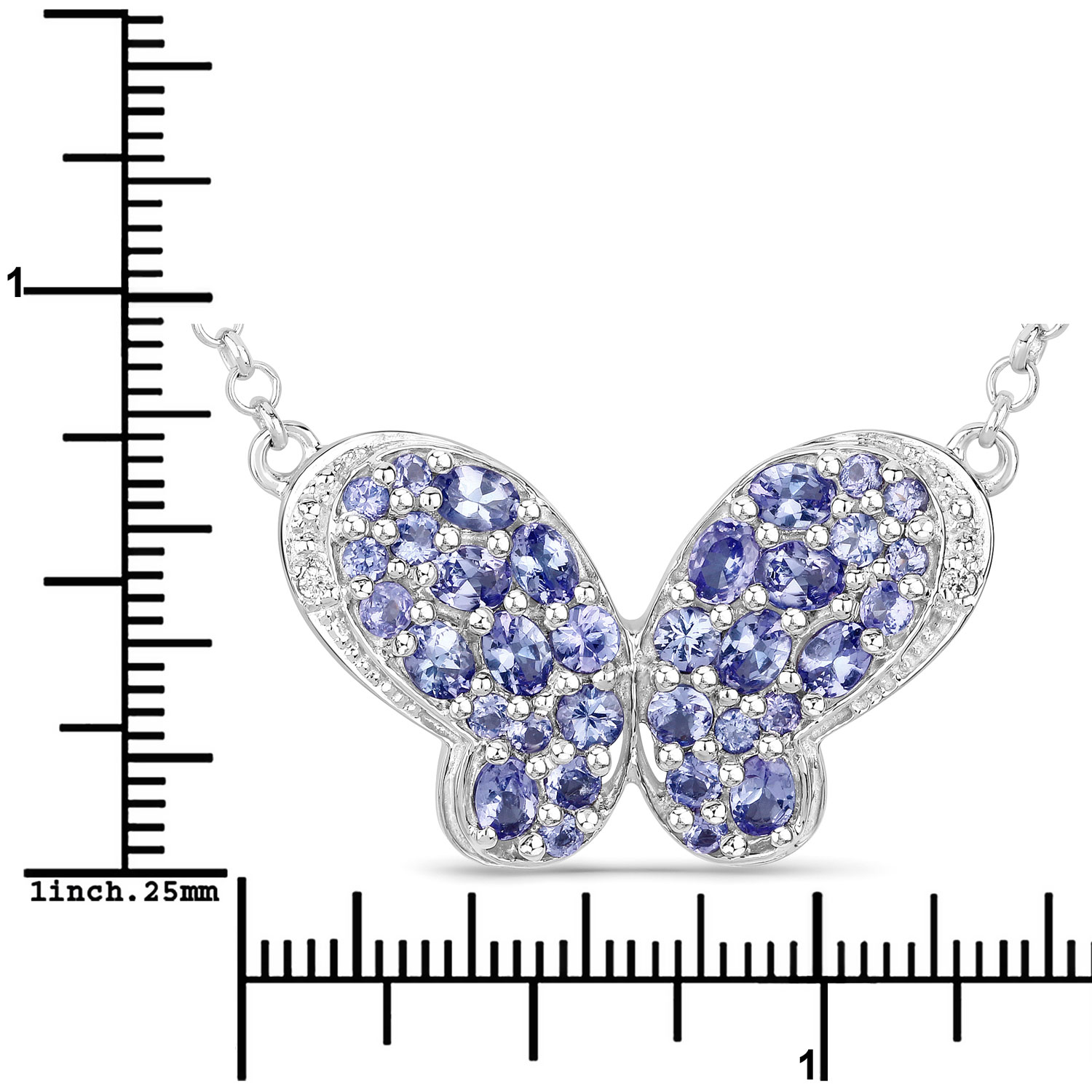 3.31 Carat Genuine Tanzanite and White Zircon .925 Sterling Silver Pendant 3.31 C.T.W Sterling Silver - view 5