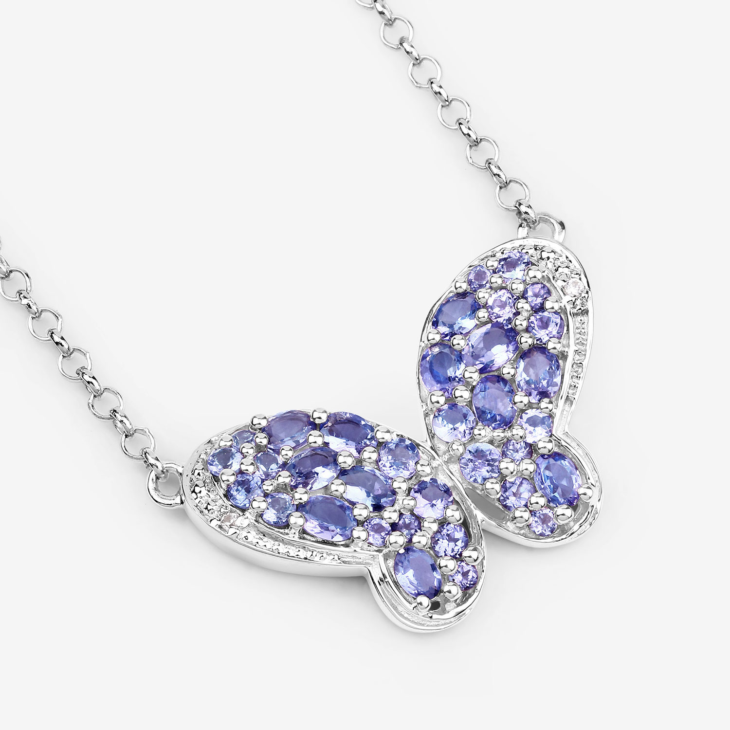 3.31 Carat Genuine Tanzanite and White Zircon .925 Sterling Silver Pendant 3.31 C.T.W Sterling Silver - view 4