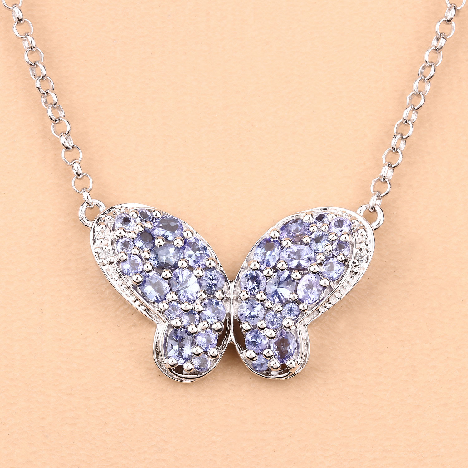 3.31 Carat Genuine Tanzanite and White Zircon .925 Sterling Silver Pendant 3.31 C.T.W Sterling Silver - view 6