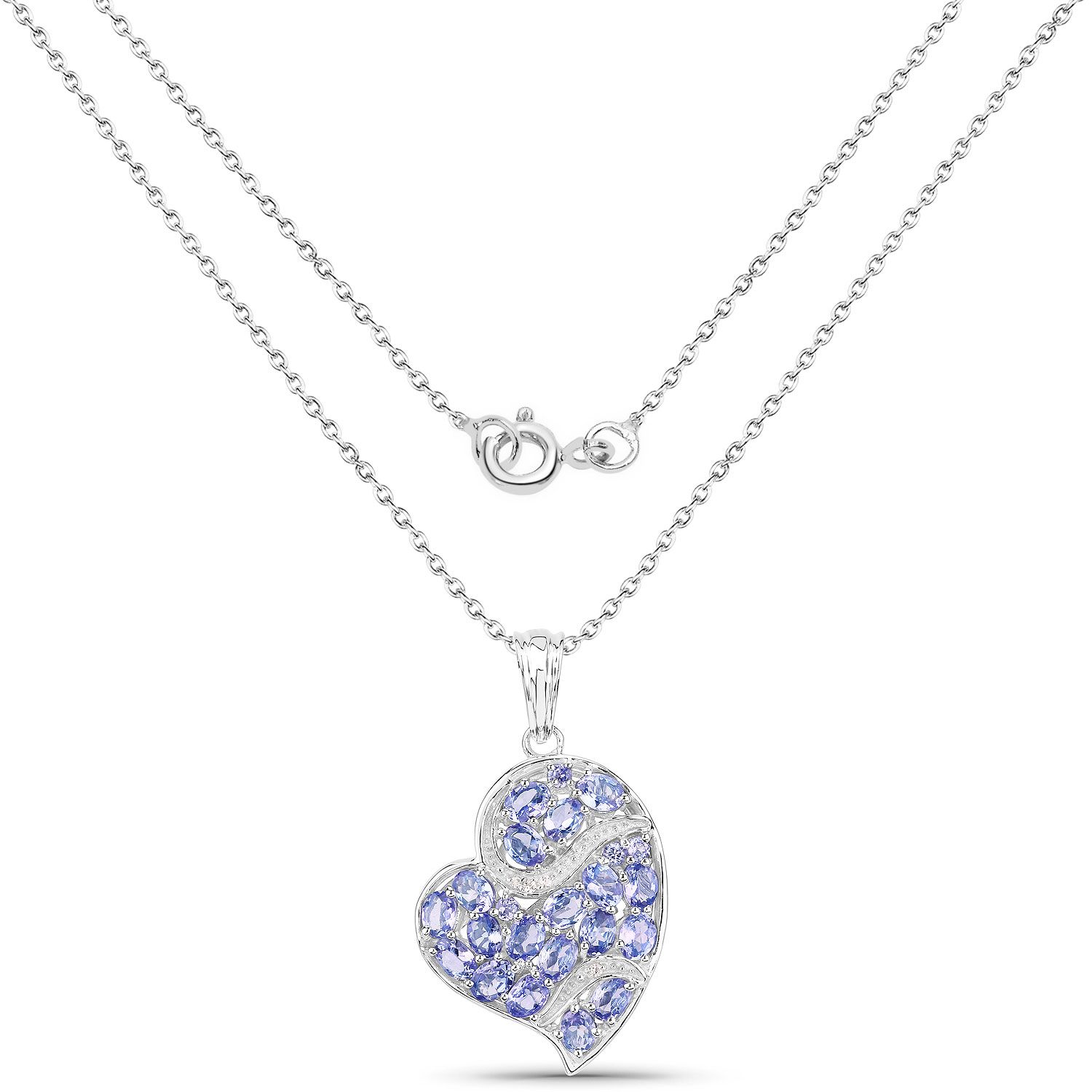 3.40 Carat Genuine Tanzanite and White Topaz .925 Sterling Silver Pendant 3.40 C.T.W Sterling Silver - view 2