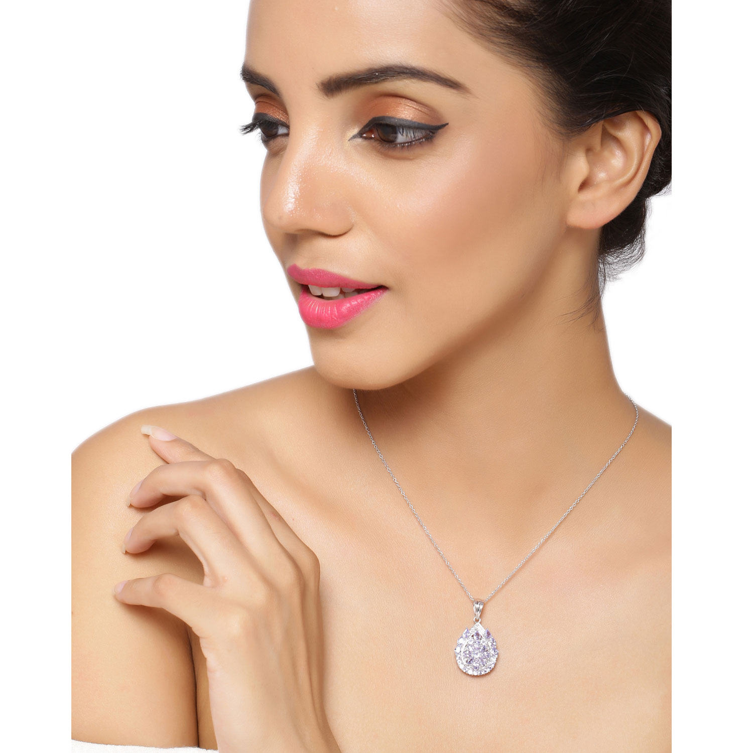 2.64 Carat Genuine Tanzanite and White Topaz .925 Sterling Silver Pendant 2.64 C.T.W Sterling Silver - view 10