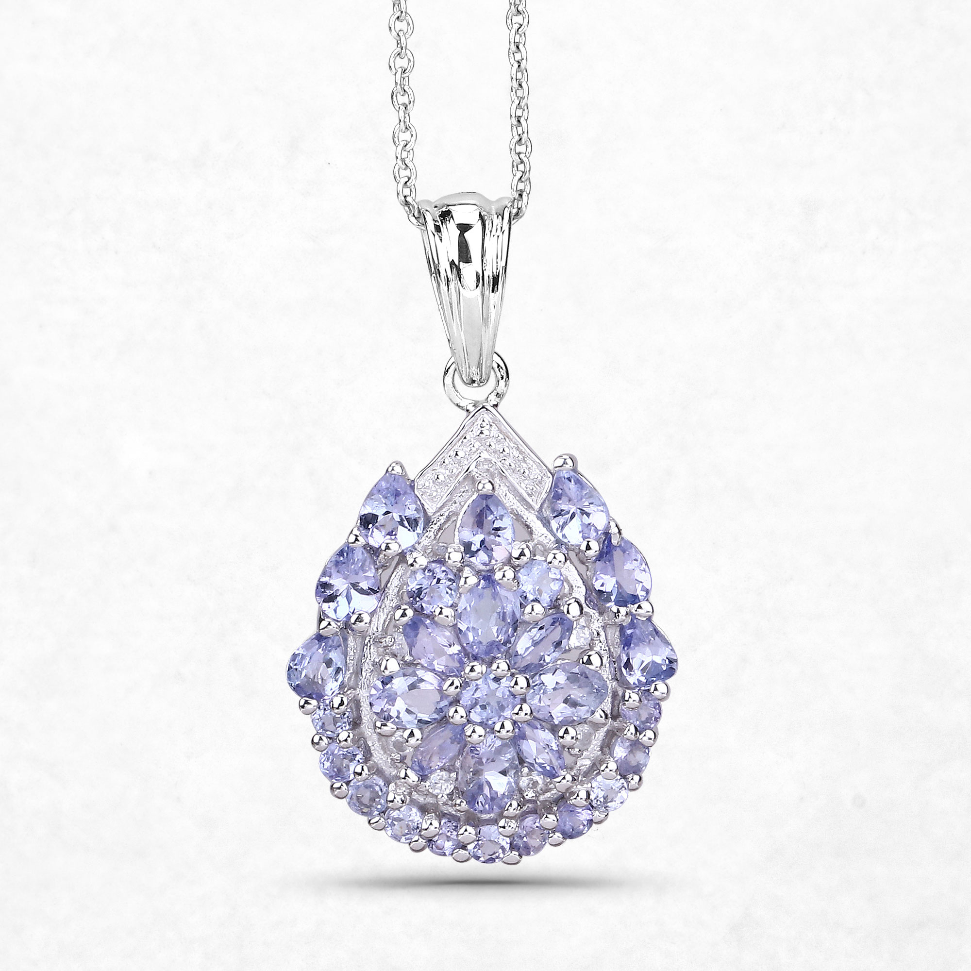 2.64 Carat Genuine Tanzanite and White Topaz .925 Sterling Silver Pendant 2.64 C.T.W Sterling Silver - view 8