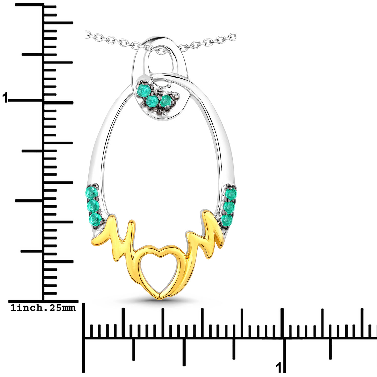 0.15 Carat Genuine Emerald .925 Sterling Silver Pendant 0.15 C.T.W Sterling Silver - view 5