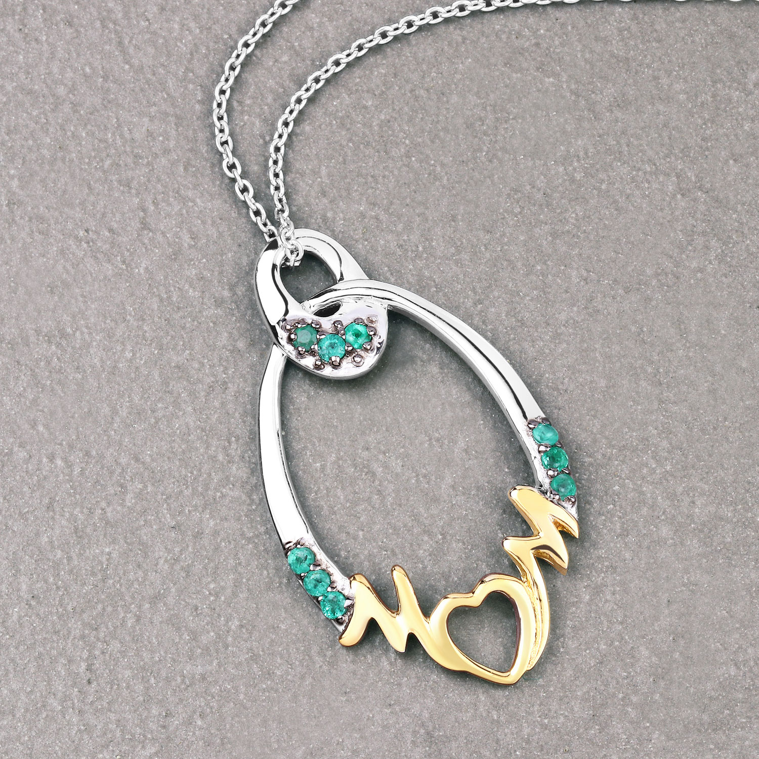 0.15 Carat Genuine Emerald .925 Sterling Silver Pendant 0.15 C.T.W Sterling Silver - view 2