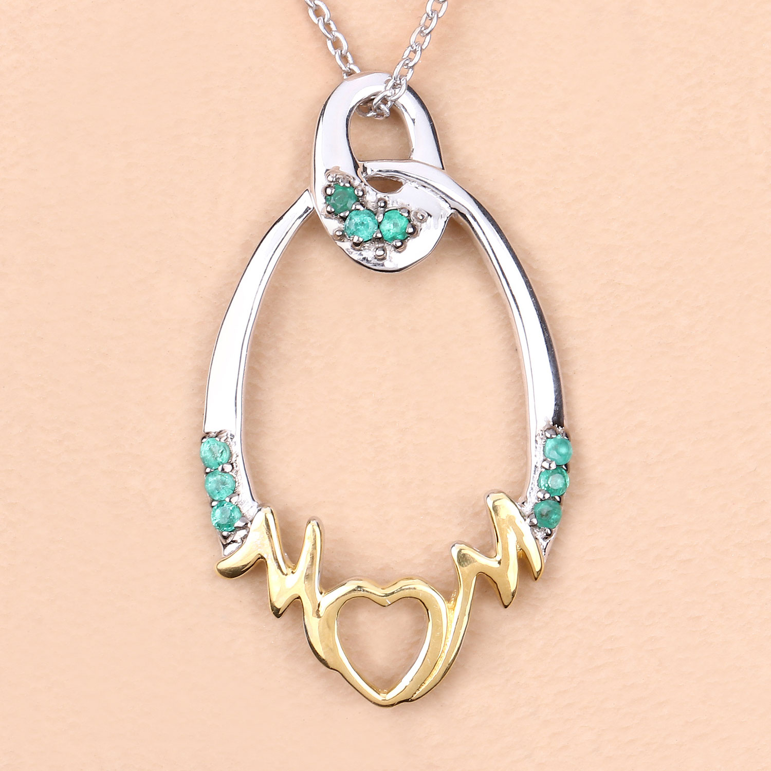 0.15 Carat Genuine Emerald .925 Sterling Silver Pendant 0.15 C.T.W Sterling Silver - view 4