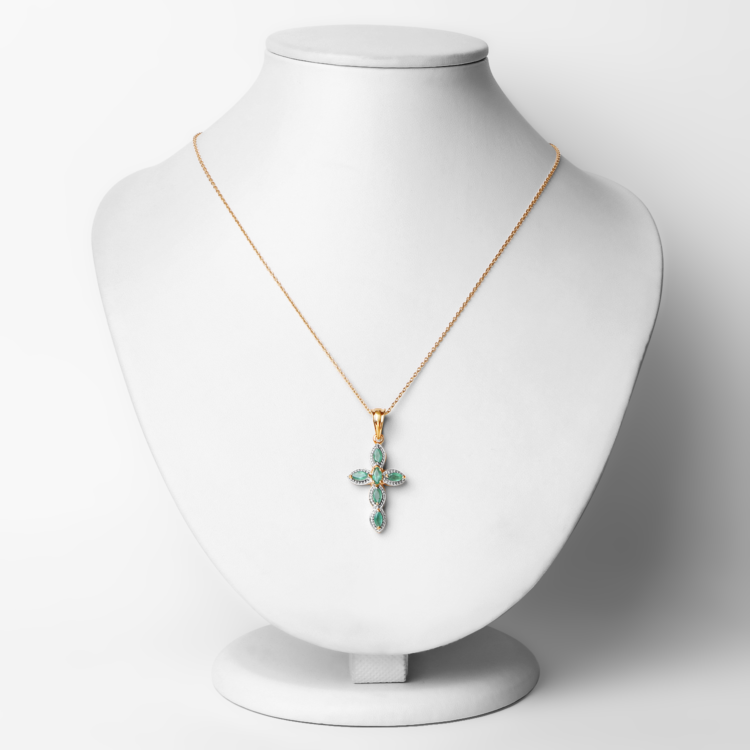 18K Yellow Gold Plated 0.84 Carat Genuine Emerald .925 Sterling Silver Pendant 0.84 C.T.W Sterling Silver - view 8