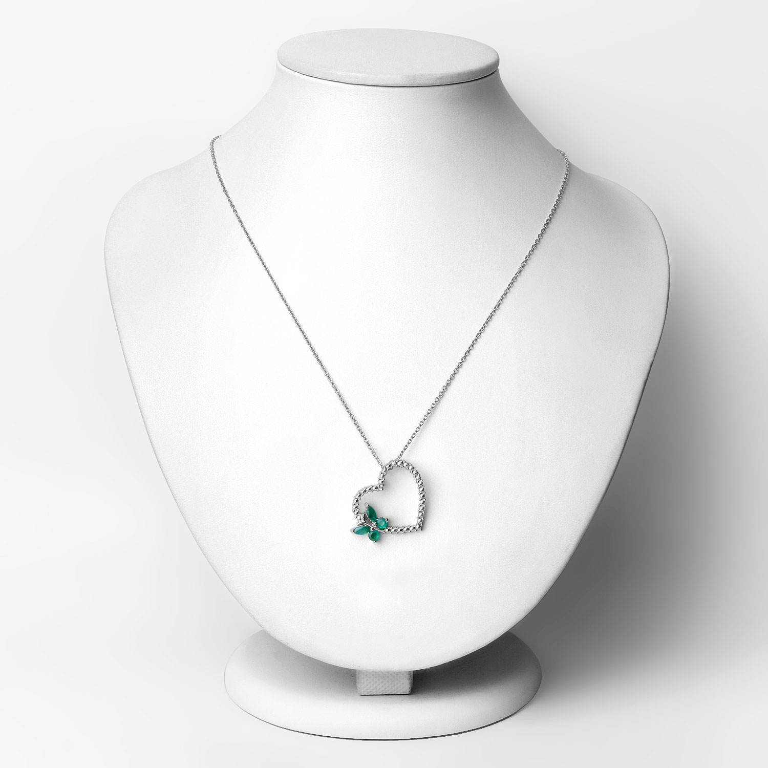 0.46 Carat Genuine Emerald and Created White Sapphire .925 Sterling Silver Pendant 0.46 C.T.W Sterling Silver - view 5