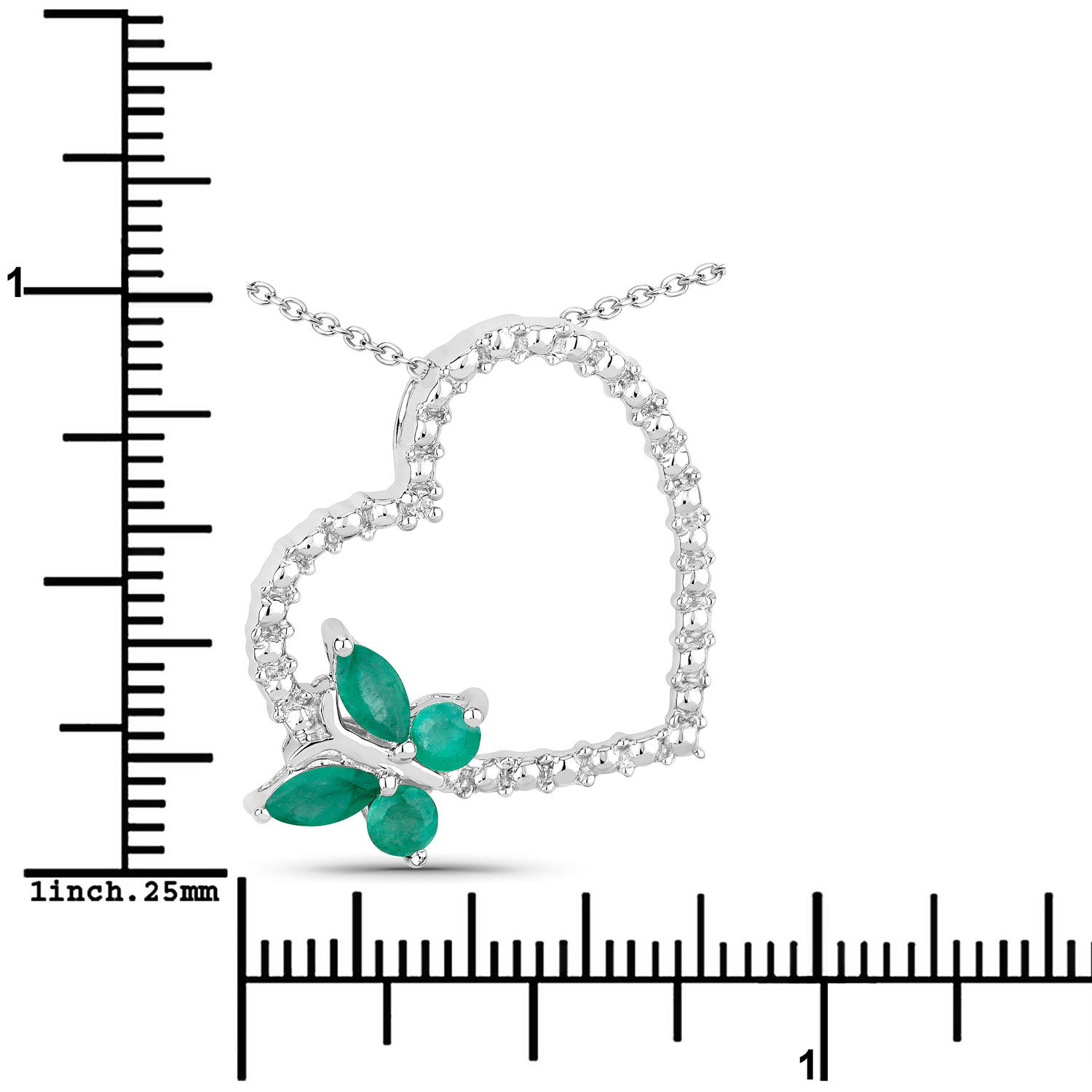 0.46 Carat Genuine Emerald and Created White Sapphire .925 Sterling Silver Pendant 0.46 C.T.W Sterling Silver - view 6