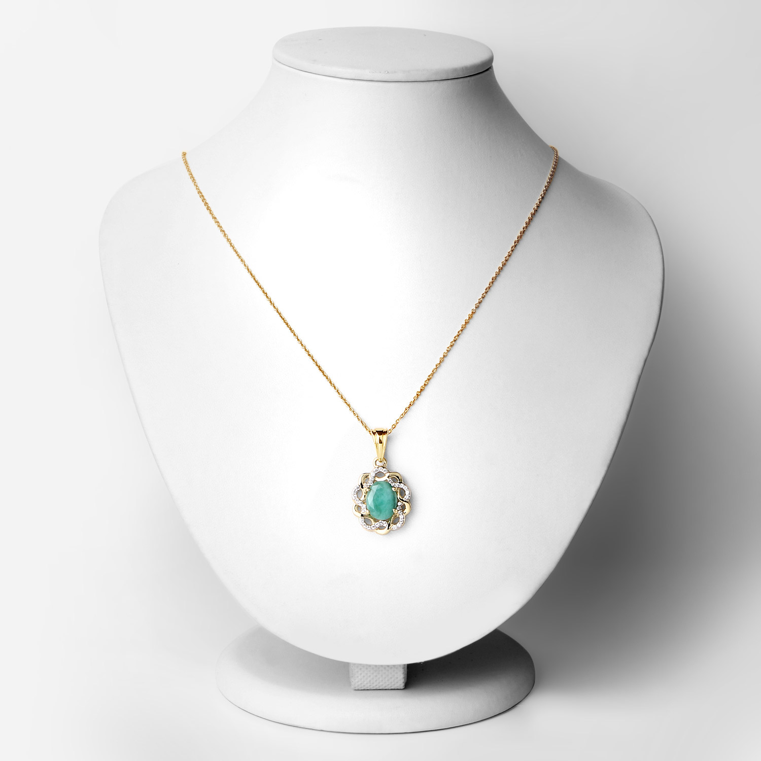 2.78 Carat Genuine Emerald and White Topaz .925 Sterling Silver Pendant 2.78 C.T.W Sterling Silver - view 3