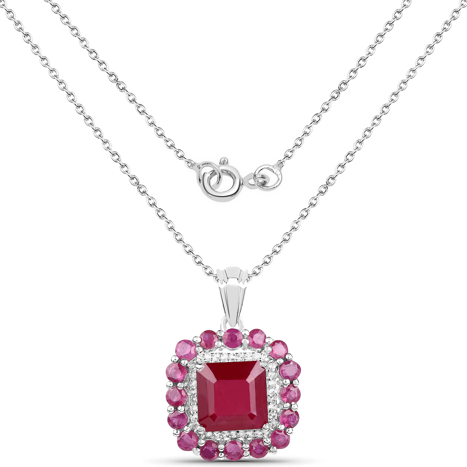 8.48 Carat Glass Filled Ruby and White Topaz .925 Sterling Silver Pendant 8.48 C.T.W Sterling Silver - view 2