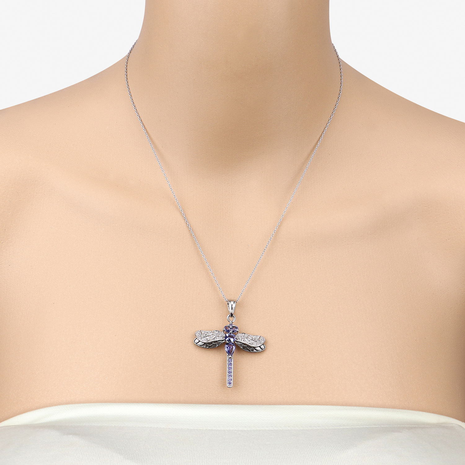1.99 Carat Genuine Tanzanite and White Zircon .925 Sterling Silver Pendant 1.99 C.T.W Sterling Silver - view 3