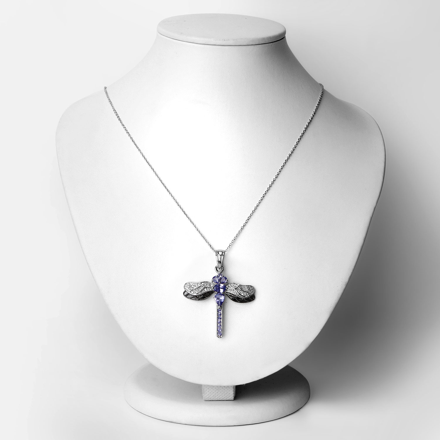 1.99 Carat Genuine Tanzanite and White Zircon .925 Sterling Silver Pendant 1.99 C.T.W Sterling Silver - view 2