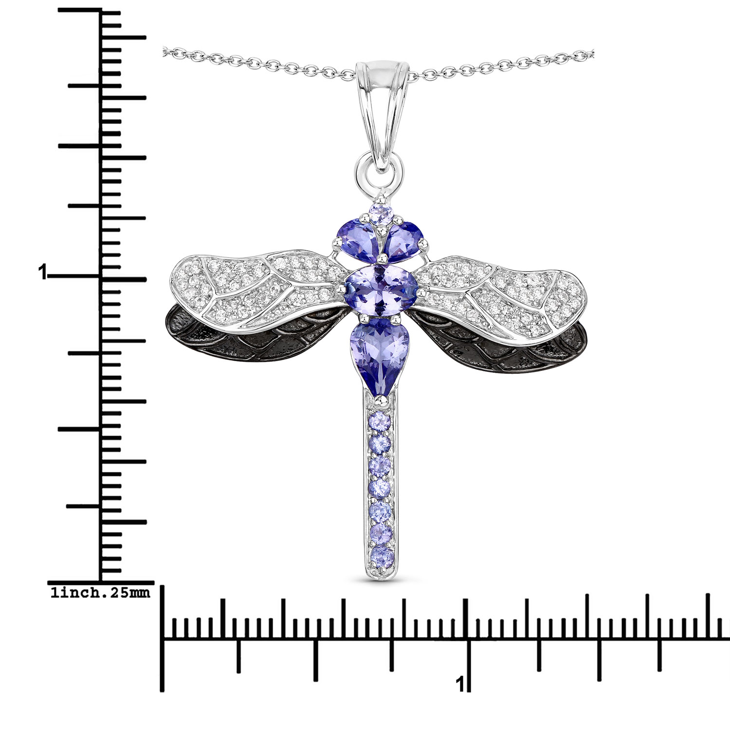 1.99 Carat Genuine Tanzanite and White Zircon .925 Sterling Silver Pendant 1.99 C.T.W Sterling Silver - view 6