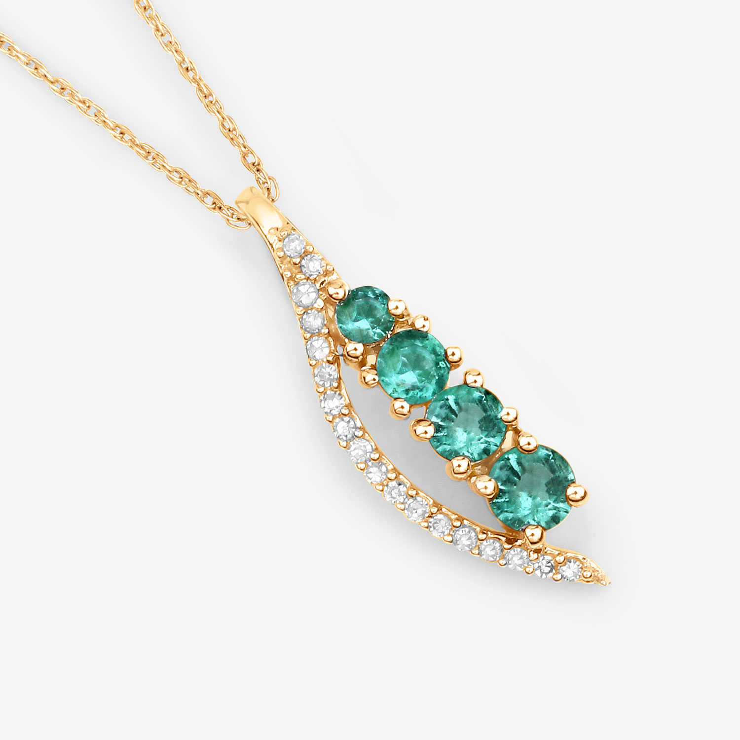 0.34 Carat Genuine Zambian Emerald and White Diamond 14K Yellow Gold Pendant 0.34 C.T.W 14K yellow gold - view 6