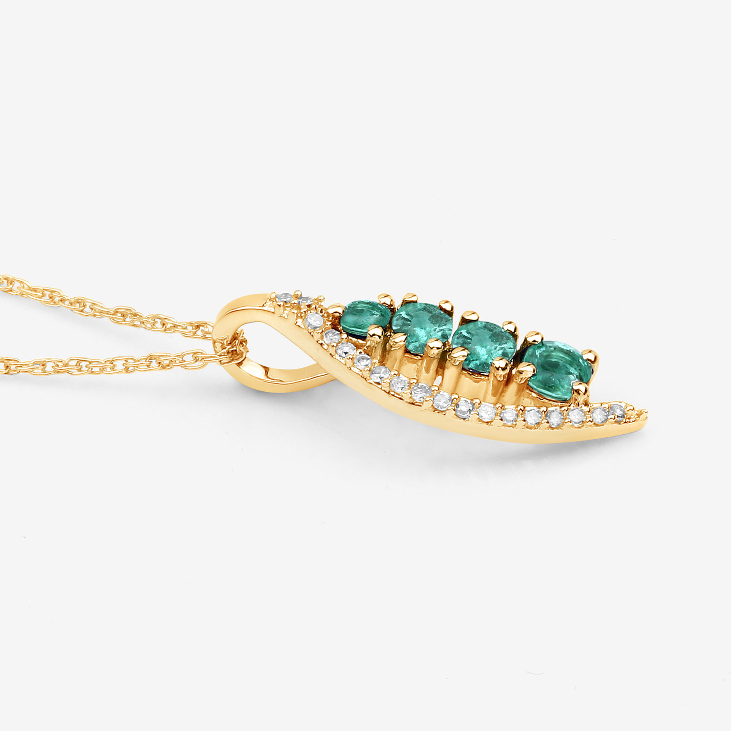 0.34 Carat Genuine Zambian Emerald and White Diamond 14K Yellow Gold Pendant 0.34 C.T.W 14K yellow gold - view 2