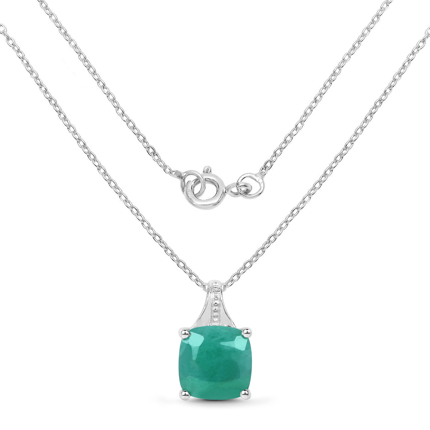 2.20 Carat Genuine Emerald Sterling Silver Pendant 2.20 C.T.W Sterling Silver - view 2