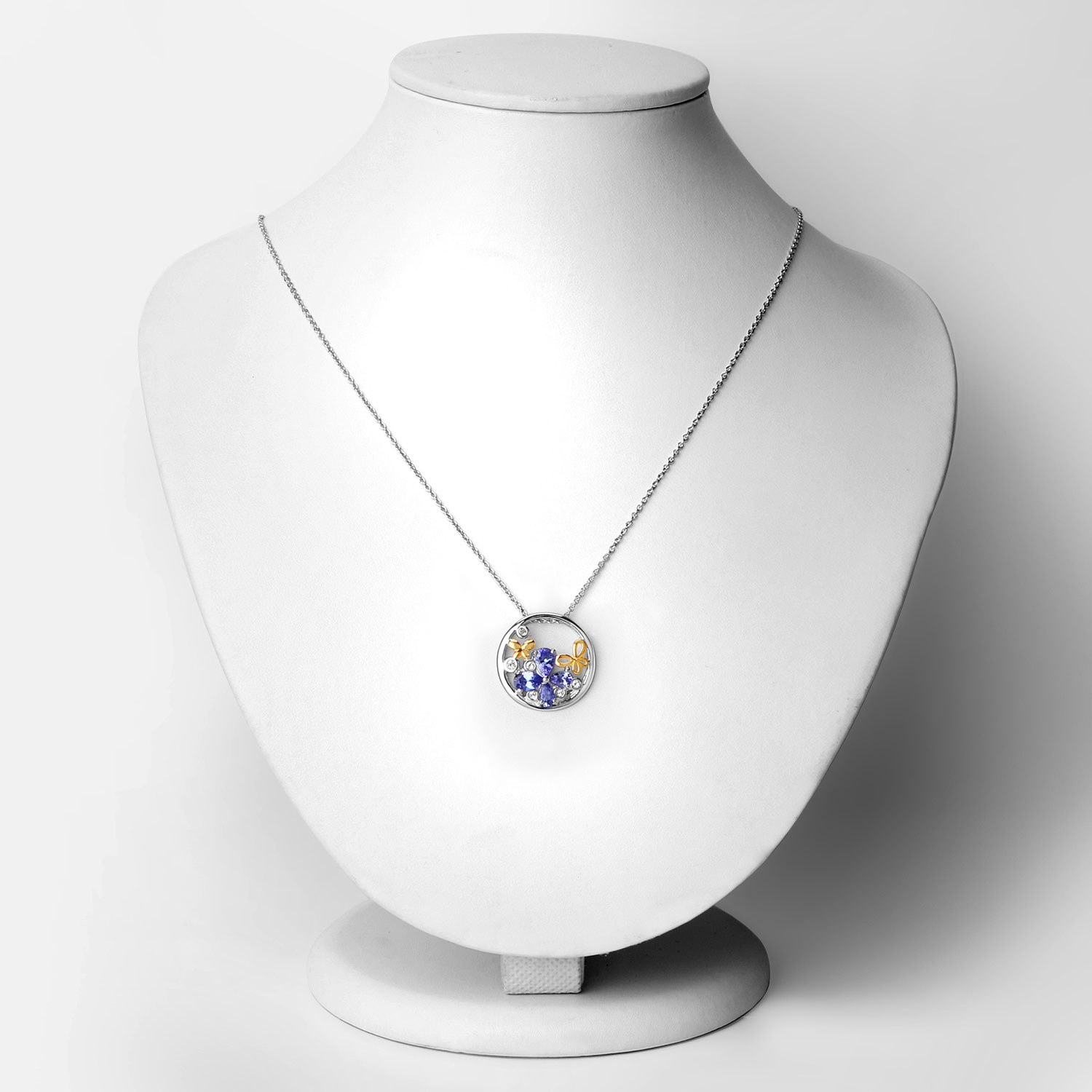 1.33 Carat Genuine Tanzanite and White Topaz .925 Sterling Silver Pendant 1.33 C.T.W Sterling Silver - view 5