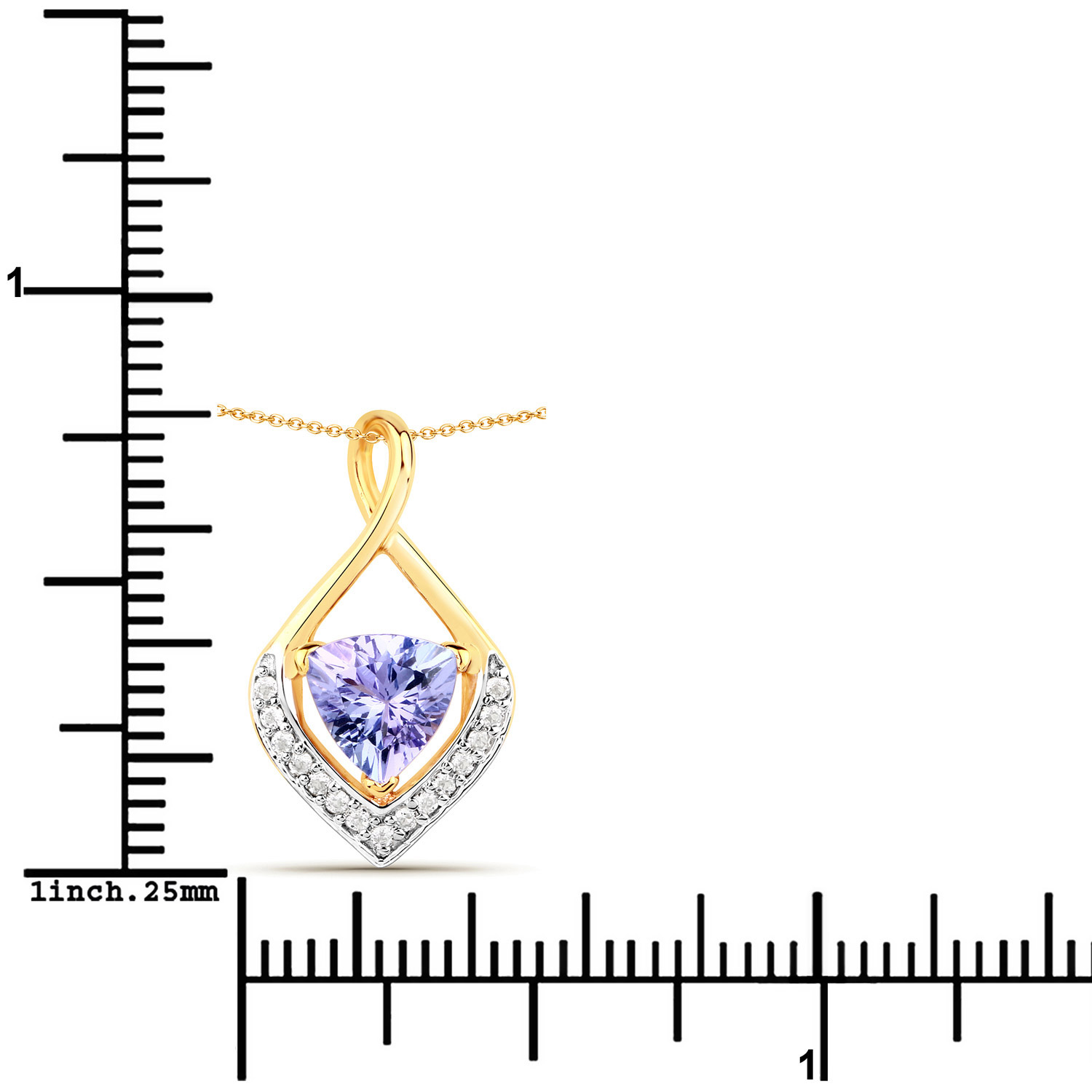 0.96 Carat Genuine Tanzanite and White Topaz .925 Sterling Silver Pendant 0.96 C.T.W Sterling Silver - view 2