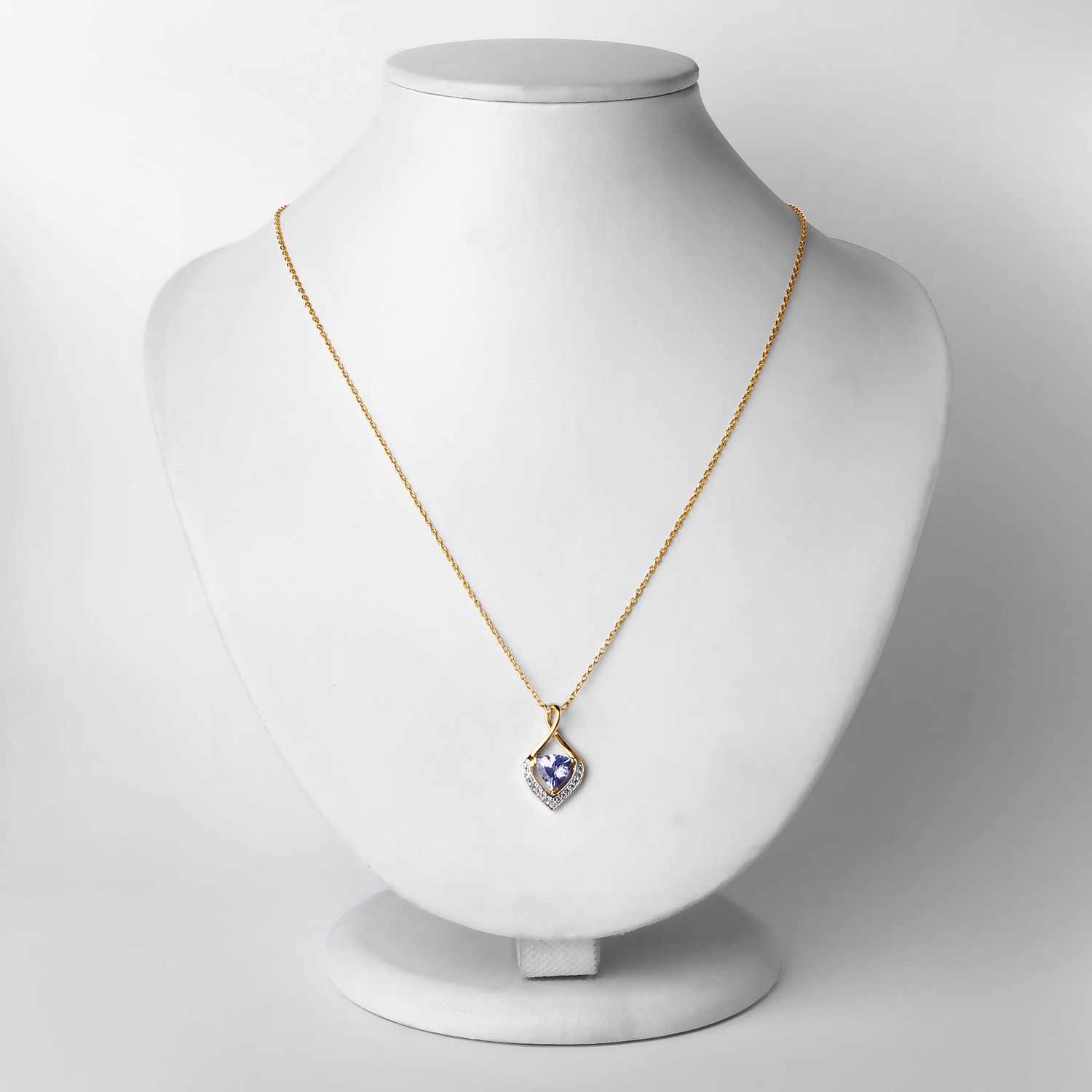 0.96 Carat Genuine Tanzanite and White Topaz .925 Sterling Silver Pendant 0.96 C.T.W Sterling Silver - view 3