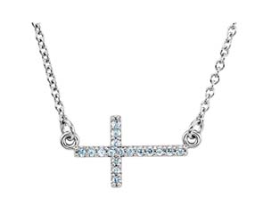 Aquamarine Sideways Cross Pendant