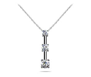 Diamond 4 Prong Set 3 Stone Pendant