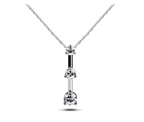 Diamond 3 Prong 3 Stone Pendant