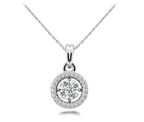 Five Stone Cluster Halo Diamond Pendant