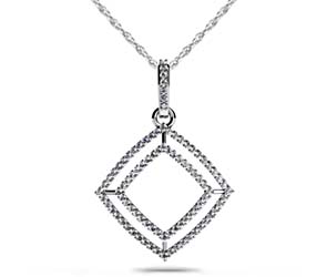 Double Row Square Diamond Pendant