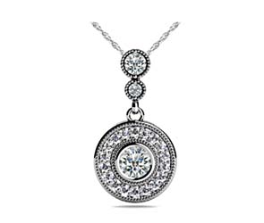 Bezel Diamond Two Stone Halo Bail Pendant