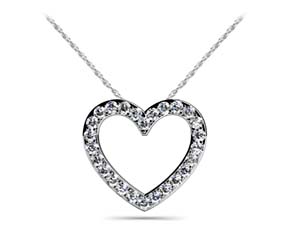 Slanted Circle of Life Heart Diamond Pendant