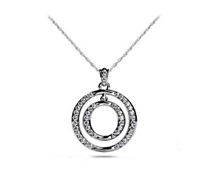 Dual Circle Diamond Accented Diamond Pendant