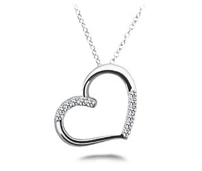 Slanted Diamond Accent Heart Pendant