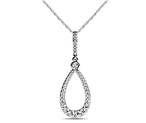 Graduated Bezel Link Pear Shaped Diamond Pendant