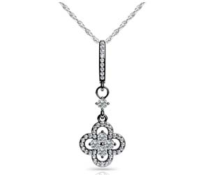 Four Stone Hanging Flower Cluster Designer Pendant