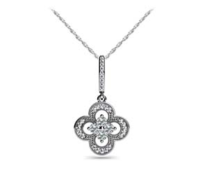 Diamond Halo Clover Pendant