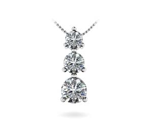 Traditional 3 Stone Diamond Pendant