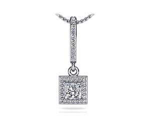 Diamond Princess Cut Designer Pendant