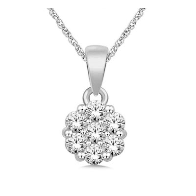 Diamond Flower Pendant 1/4 Carat Total Weight