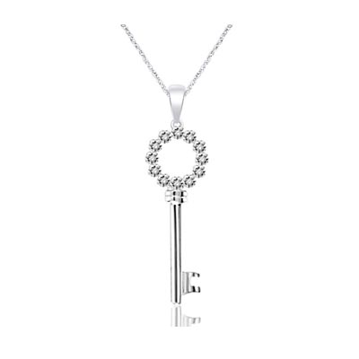 Diamond Fashion Key Pendant 0.04 Carat Total Weight