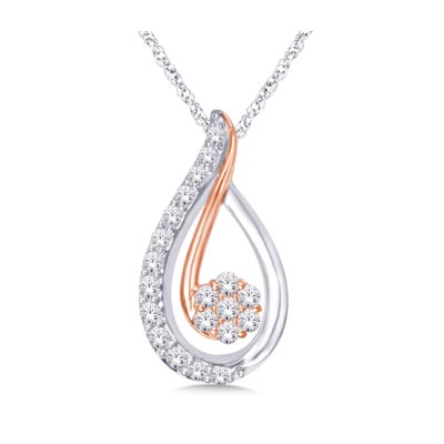 Diamond Fashion Flower Pendant 1/4 Carat Total Weight