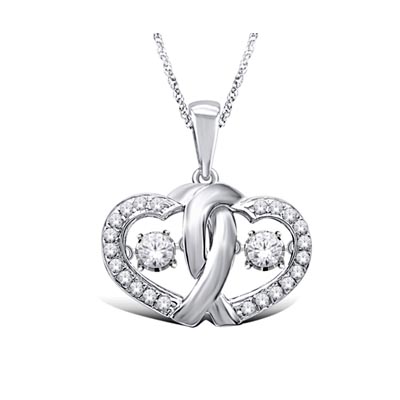 Double Hearts Moving Diamond Pendant 1/5 Carat Total Weight