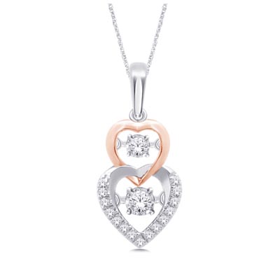 Dangling Hearts Moving Diamond Pendant 1/4 Carat Total Weight