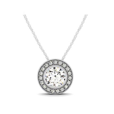 Hover Bezel Diamond Halo Pendant 0.44 Carat Total Weight